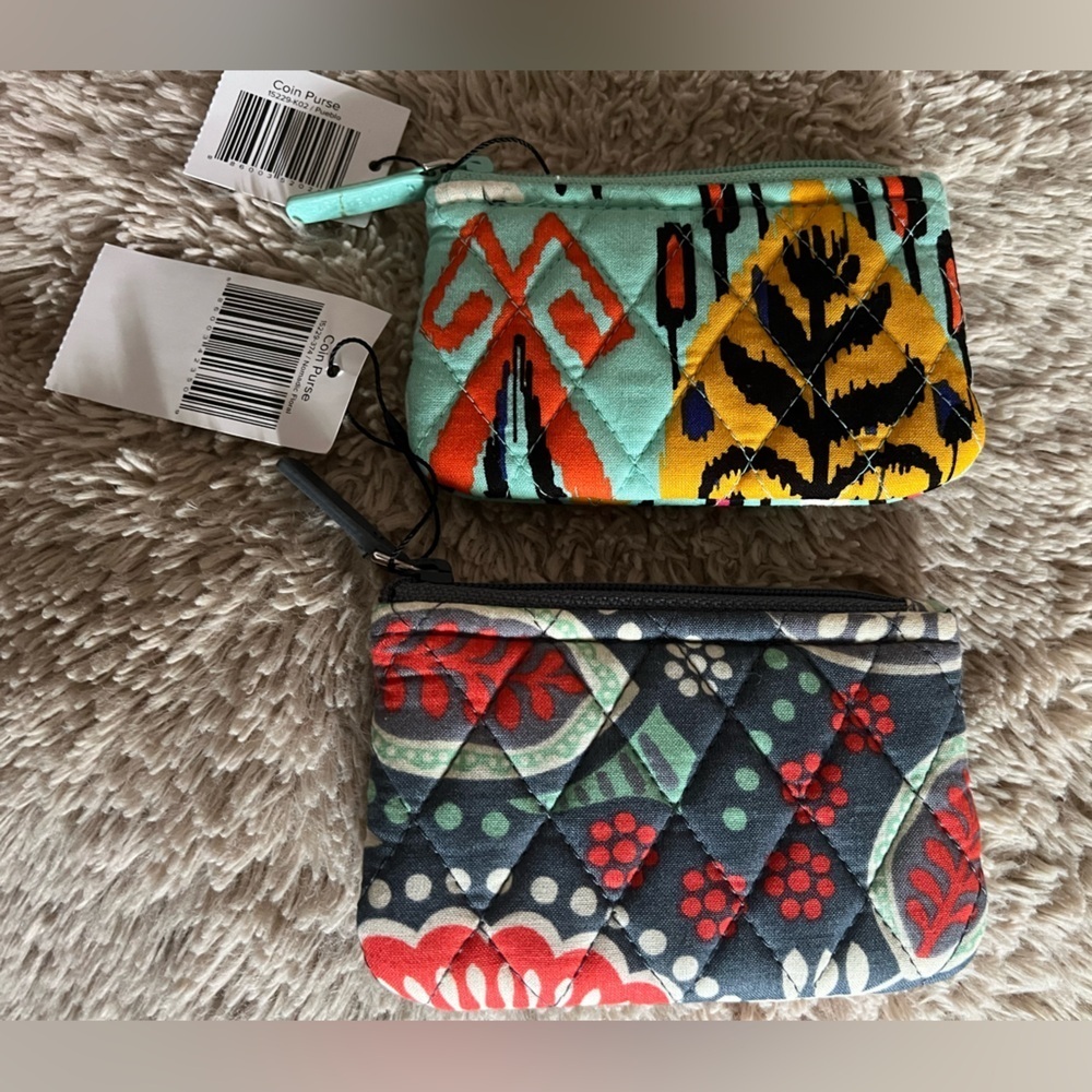 NWT Vera Bradley Nomadic Floral & Pueblo Zipper Coin Purse Quilted Fabric Wallet - Picture 3 of 9